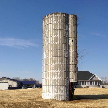 The silo that will soon have a new blue roof.
