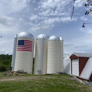 Freshly painted silos